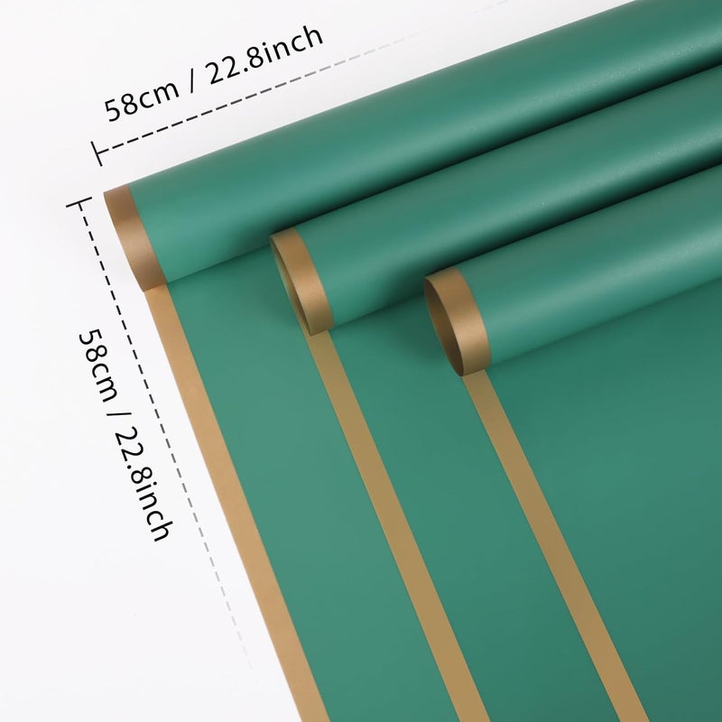 FUHITIM 20 Sheets Flower Wrapping Paper - Waterproof Floral Bouquet Packaging Paper for DIY Crafts，Florist Supplies Packaging Paper for Wedding Birthday Gift(Emerald Green) - Image 2